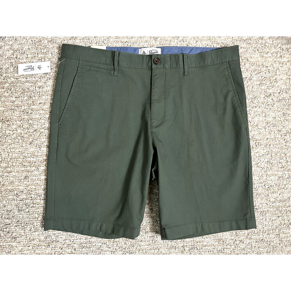Original Penguin Men's Stretch Slim Fit Shorts In Duck Green Size 36 US